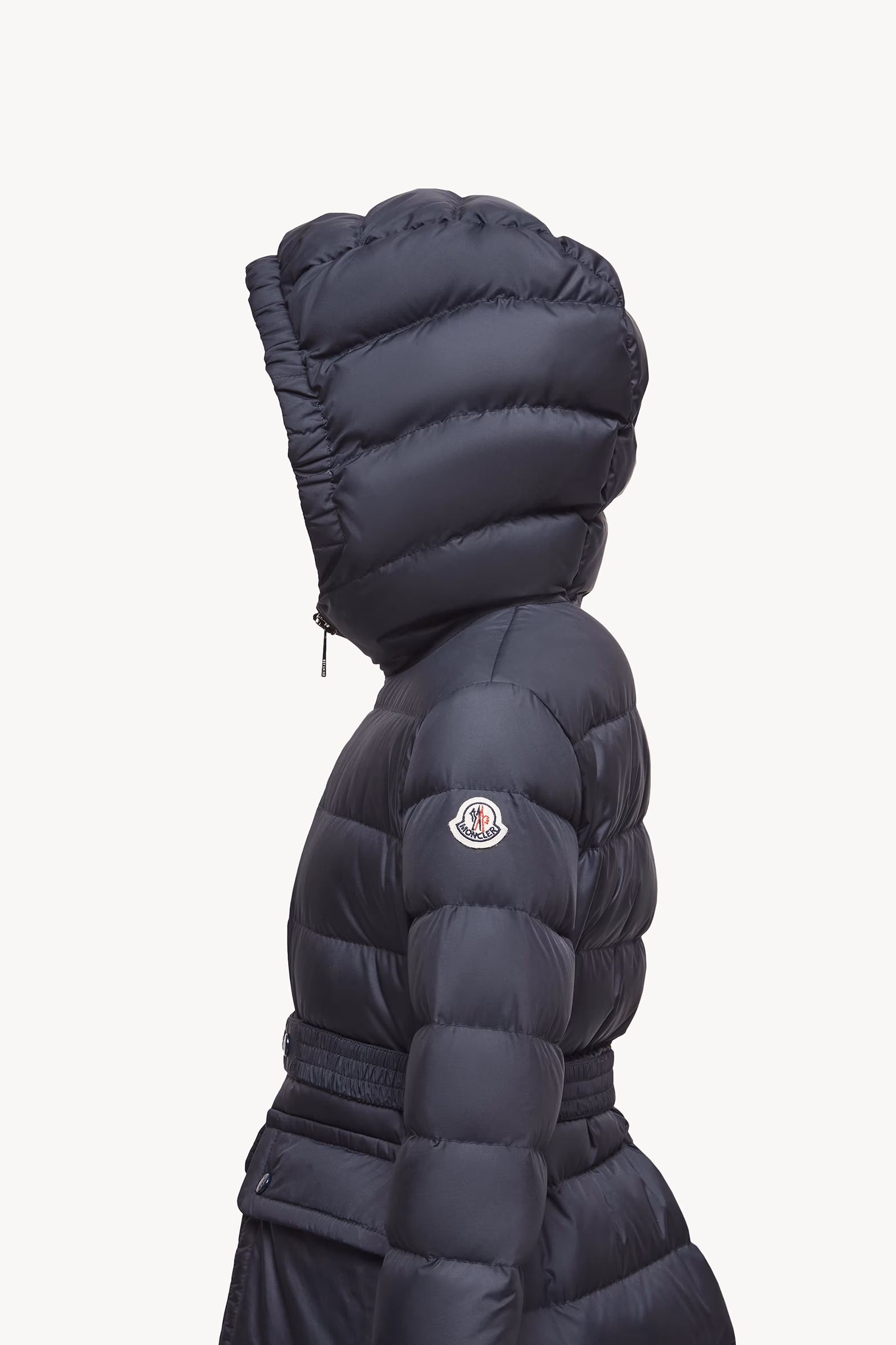 Pasenza Belted Hooded Down Jacket Girl Blue Moncler 3